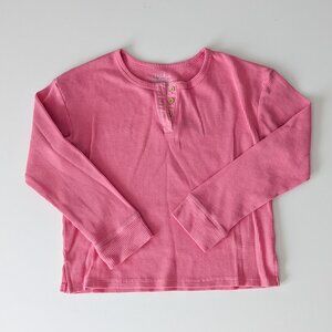 Girls' Long Sleeve Henley Waffle Top - Cat & Jack™ Pink M GUC